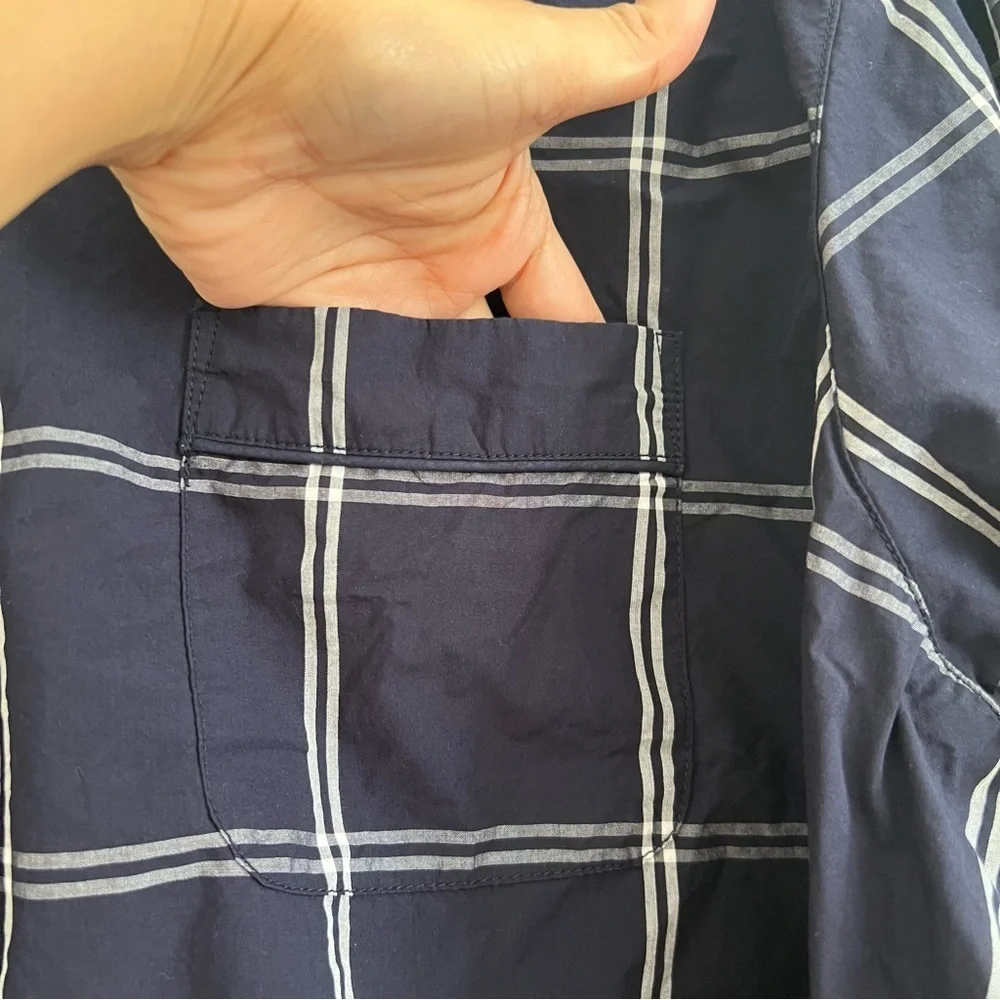 J.Crew Mens Navy‎ Plaid Button Down Shirt Pajama Top Cotton Sleepwear 3X Casual